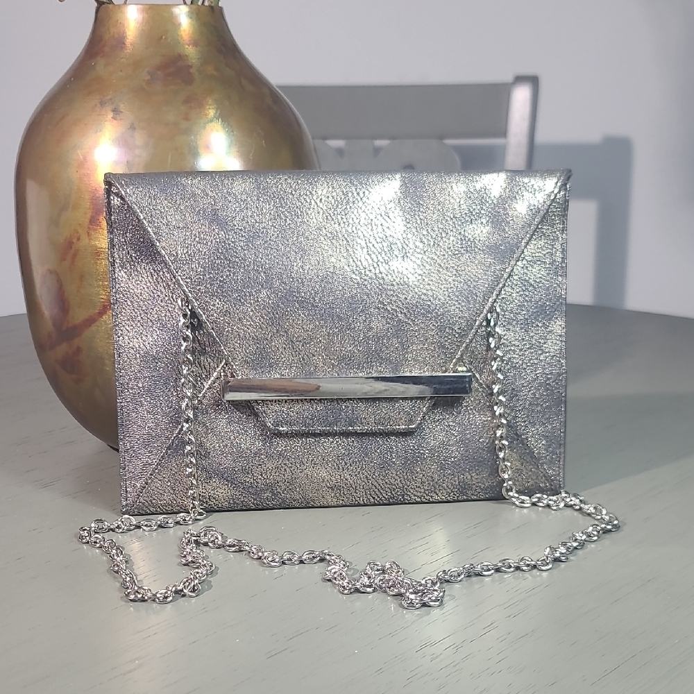 Silver Metallic Women's Clutch Bag